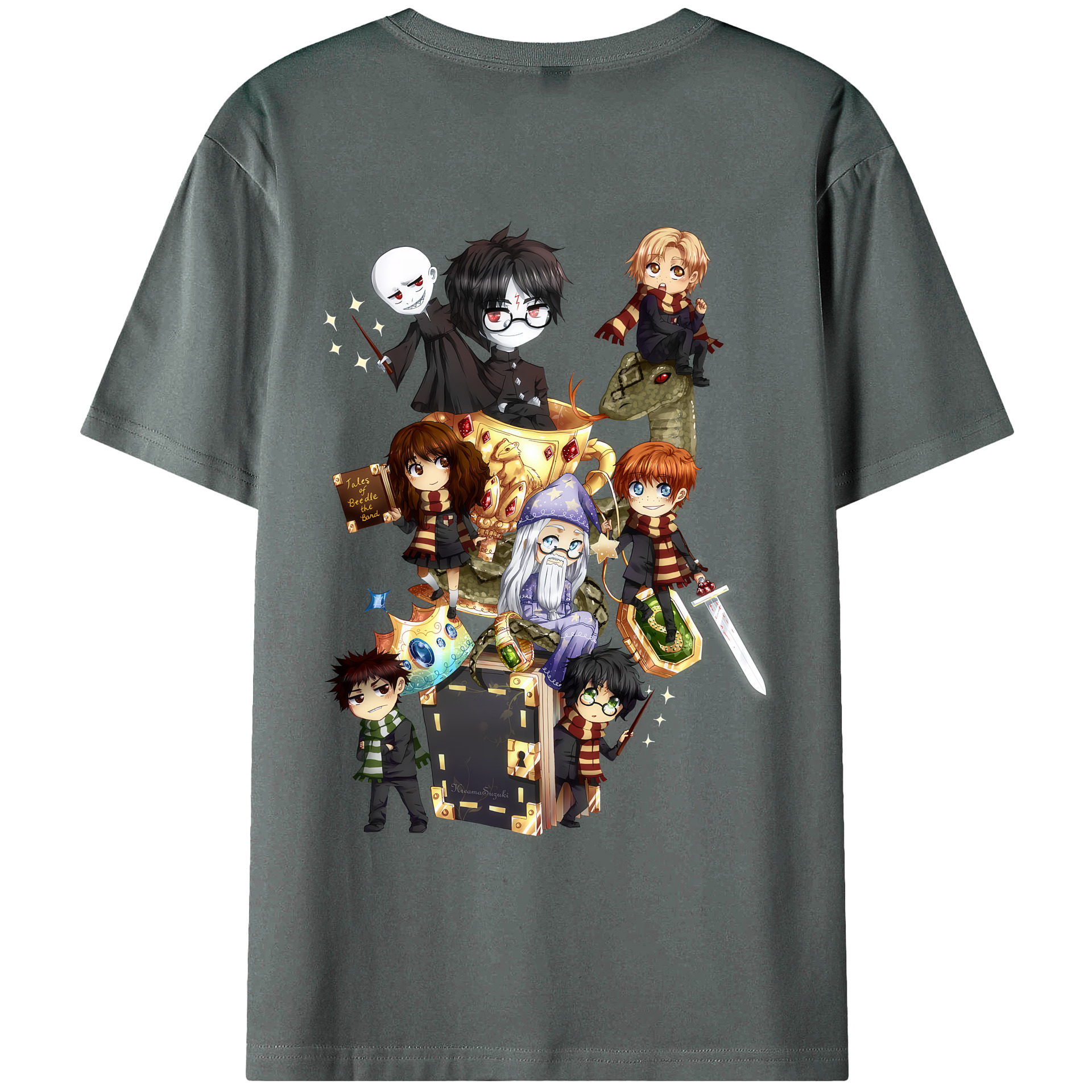 （画像用） Harry Potter ハリー・ポッターシリーズ 綿100％ メンズ半袖Tシャツ（バックプリント） 通気性